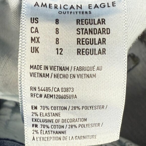 American Eagle Jeans Womens Sz 8 Blue Super Stretch Hi-Rise Jegging Ripped Knees - Picture 6 of 9